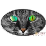 Niue Island KITTY CAT series ANIMAL SKIN $2 Holographic 3D Eyes 2017 Silver Coin High relief Antique finish 1 oz
