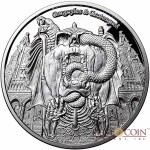Republic of Chad DECAY WASHINGTON CATHEDRAL series GARGOYLES & GROTESQUES 1000 Francs Silver Coin High relief 2017 PROOF 1 oz