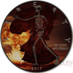 USA SKELETAL series ARMAGEDDON American Silver Eagle Walking Liberty $1 Silver coin 2017 Gold Plated 1 oz