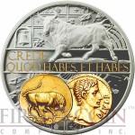 Niue Island TAURUS $1 Aureus series Gold Printing Silver Coin 2014 Proof