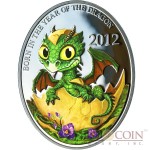 Niue Island BABY DRAGON $1 Lunar Calendar series Oval Colored Silver Coin 2012 Proof