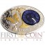 Macedonia LIBRA 10 Denars Macedonian Zodiac Signs series Dome Cobalt Glass Insert Oval Gilded Silver Coin 2014 Proof