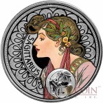 Niue Island SAGITTARIUS $1 Painter Alphonse Mucha Zodiac series Colored Silver Coin 2011 Proof