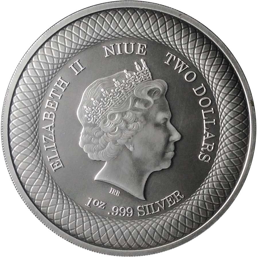 Серебряная монета 2 доллара. Монеты острова Ниуэ. Silver two Dollar 1oz. Black hole Coin (BHC).