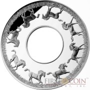 Niue Island Rotating Horse $2 Silver Coin Torus shape 2 oz Proof 2014