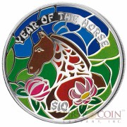 Fiji Year of the Horse Lunar Chinese Calendar 2014 Colored  $10 Silver Coin 1 oz