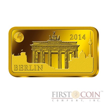 Solomon Islands BERLIN $10 "Famous World Landmarks" series Gold coin-bar 2014 Proof