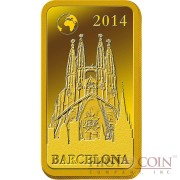 Solomon Islands BARCELONA $10 "Famous World Landmarks" series Gold coin-bar 2014 Proof