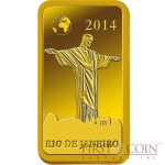 Solomon Islands RIO DE JANEIRO $10 "Famous World Landmarks" series Gold coin-bar 2014 Proof