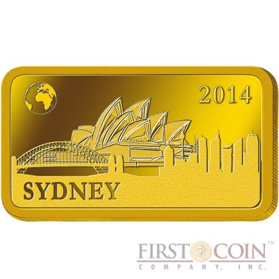 Solomon Islands SYDNEY $10 "Famous World Landmarks" series Gold coin-bar 2014 Proof