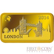 Solomon Islands LONDON $10 "Famous World Landmarks" series Gold coin-bar 2014 Proof