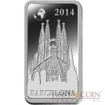 Solomon Islands BARCELONA $1/2 "Famous World Landmarks" series Silver coin-bar Proof