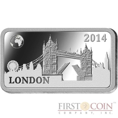 Solomon Islands LONDON $1/2 "Famous World Landmarks" series Silver coin-bar Proof