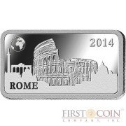 Solomon Islands ROME $1/2 "Famous World Landmarks" series Silver coin-bar Proof