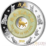 Laos YEAR OF THE DOG series Jade Lunar Chinese Calendar Silver Coin 2000 KIP Gilded 2018 Proof 2 oz