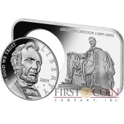 USA ABRAHAM LINCOLN 150th ANNIVERSARY Premium Set of $1 Silver coin 2009 & Silver bar Proof 4.3 oz