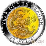 Fiji YEAR OF THE DRAGON $50 Mother of Pearl Lunar 5 oz Series Silver Coin 2012 Proof 