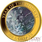Cook Islands Year of The Monkey $200 Mother of Pearl Lunar Series 2016 Gold Coin 5 oz