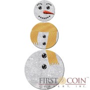 Kiribati CHRISTMAS SNOWMAN 3 Coin Silver Set $17 Diamond frosting & Black Zirconia stones 2016 Snowman shape 1.75 oz