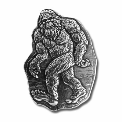 BIGFOOT-Yeti-Sasquatch 3 oz Silver Coin-Bar 2020 Antique finish