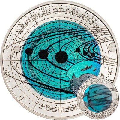 Republic of Palau URANUS series SOLAR SYSTEM NIOBIUM $2 Silver-Niobium Coin Proof 2018