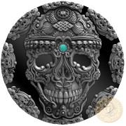 Republic of Cameroon KAPALA SKULL series WORLD CULTURES Silver coin 2000 Francs 2018 Antique black finish Ultra High Relief 2 oz