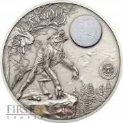 Palau WEREWOLF series MYTHICAL CREATURES $10 Silver Coin Ultra High Relief Antique finish 2013 Moon marble inlay 2 oz