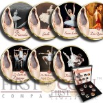 France THE MOST FAMOUS BALLETS 7 x 20 Centimes Copper-Nickel Seven Coin Collection Set Cold Enamel 1962 - 2001