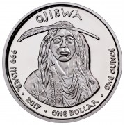 USA TRIBE OJIBWA MICHIGAN SWAN NATIVE STATE DOLLARS Series JAMUL - NATIVE AMERICAN SOVEREIGN NATIONS $1 Silver coin 2017 Proof 1 oz