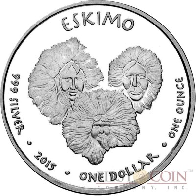 USA TRIBE ESKIMO ALASKA POLAR BEAR NATIVE STATE DOLLARS Series JAMUL - NATIVE AMERICAN SOVEREIGN NATIONS $1 Silver coin 2015 Proof 1 oz