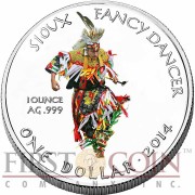 USA FANCY DANCER OGLALA SIOUX TRIBE Series SIOUX INDIAN - NATIVE AMERICAN SOVEREIGN NATIONS $1 Silver coin 2014 Proof 1 oz