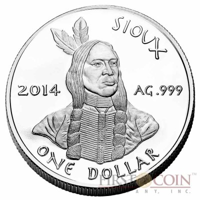 USA TRIBE OGLALA SIOUX PINE RIDGE RESERVATION series SIOUX INDIAN - NATIVE AMERICAN SOVEREIGN NATIONS $1 Silver coin 2014 Proof 1 oz
