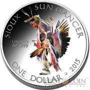USA SUN DANCER OGLALA SIOUX TRIBE Series SIOUX INDIAN - NATIVE AMERICAN SOVEREIGN NATIONS $1 Silver coin 2015 Proof 1 oz
