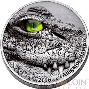 Congo CHINESE ALLIGATOR series NATURE’S EYES Silver coin Antique finish 2000 Francs 2016 High Relief 2 oz