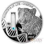 Congo DNA Cheetah "Elements of Life" Silver coin 2000 Francs 2014 Real DNA of Cheetah in capsule Proof 2 oz