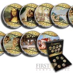 Italy RENAISSANCE 7 x 10 Lire Copper-Nickel Seven Coin Collection Set Cold Enamel 951 - 2001