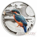 Andorra EUROPEAN KINGFISHER series BIRDS Silver Coin 5 Diners 2014 Colored