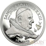 Cook Islands CANONIZATION OF JOHANNES XXIII series RELIGIOUS PEOPLE Silver coin $2 White enameling Proof 2014