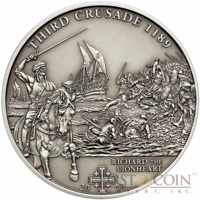 Cook Islands 3th Crusade: Richard the Lionhead $5 History of the Crusades Series Silver coin Antique finish 2010 