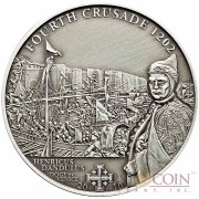 Cook Islands 4th Crusade: Dandolo of Venice $5 History of the Crusades Series Silver coin Antique finish 2010 
