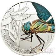 Palau DRAGONFLY $2 series WORLD OF INSECTS Silver coin Partly colored Proof 2010