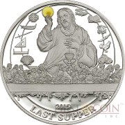 Palau LAST SUPPER series BIBLICAL STORIES Silver coin $2 Partly enameled 2015 Proof