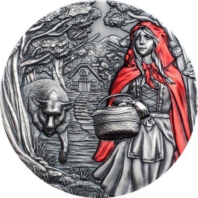 Cook Islands LITTLE RED RIDING HOOD series FAIRY TALES & FABLES $20 Silver Coin Antique finish 2019 High relief 3 oz