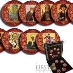 Israel RUSSIAN ICONS 7 x 10 Shekels Copper-Nickel Seven Coin Collection Set Cold Enamel 