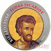 Palau SANCTUS IUDAS ISCARIOT $1 Copper Silver Plated coin Colored Prooflike 2009