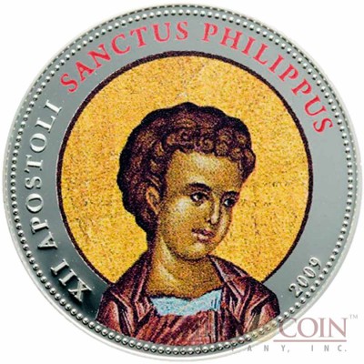 Palau SANCTUS PHILIPPUS $1 Copper Silver Plated coin Colored Prooflike 2009