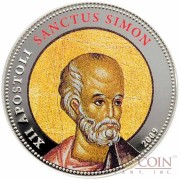 Palau SANCTUS SIMON $1 Copper Silver Plated coin Colored Prooflike 2009