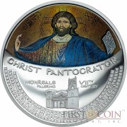 Cook Islands CHRIST PANTOCRATOR Monreale Cathedral Palermo series WONDERFUL MOSAICS $5 Silver coin 2016 Proof Convex shaped 1 oz