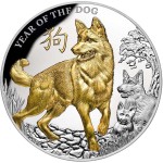 Niue Island YEAR OF THE DOG series LUNAR CALENDAR $8 Silver coin 2018 Gold plated Proof 5 oz