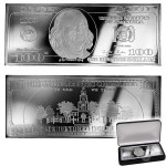 USA 1998 Silver $100 Bill Note Franklin Bar 4 oz